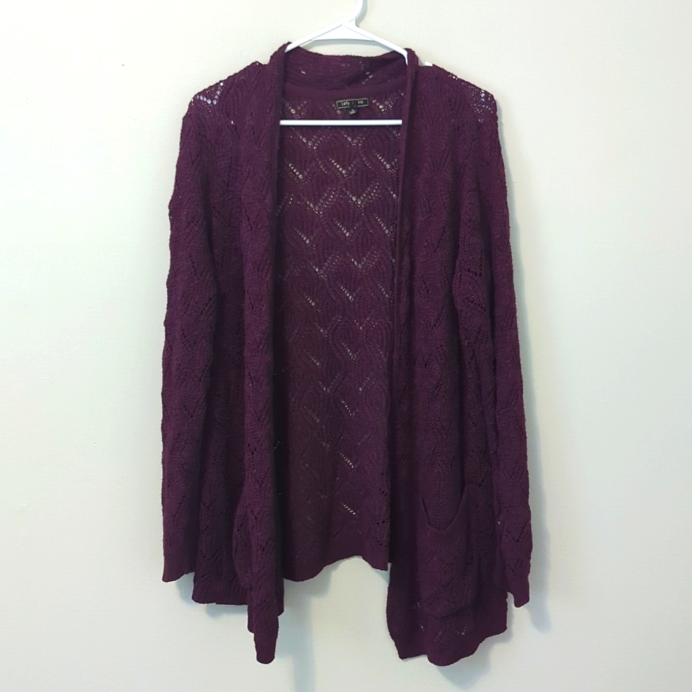 Wine lace cardigan